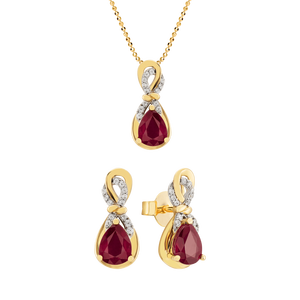 Bộ trang sức Vàng 18K đính đá Ruby PNJ 00008-00006